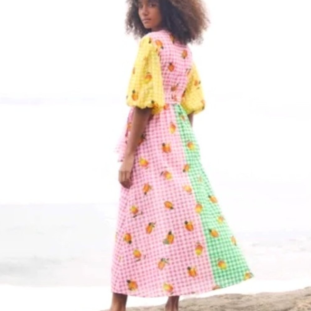 Farm Rio Picnic Colorblock Dress/ Cover-Up Beachy Coastal Dopamine Dressing